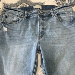 Kancan Juliet Mid Rise Raw Hem Flare Jeans